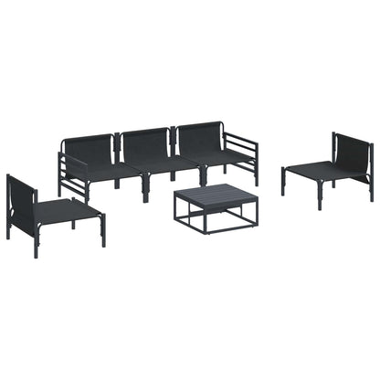 Garden Sofa Set with Cushion 6 pcs Black Steel
