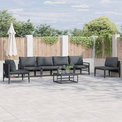 Garden Sofa Set with Cushion 6 pcs Black Steel