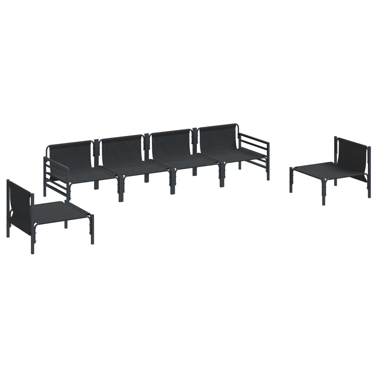 Garden Sofa Set with Cushion 6 pcs Black Steel