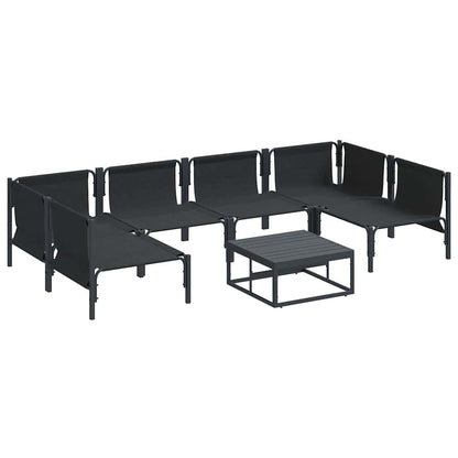 Garden Sofa Set with Cushion 7 pcs Black Steel