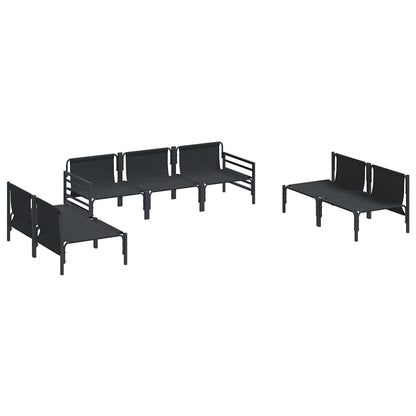 Garden Sofa Set with Cushion 7 pcs Black Steel