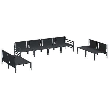 Garden Sofa Set with Cushion 8 pcs Black Steel