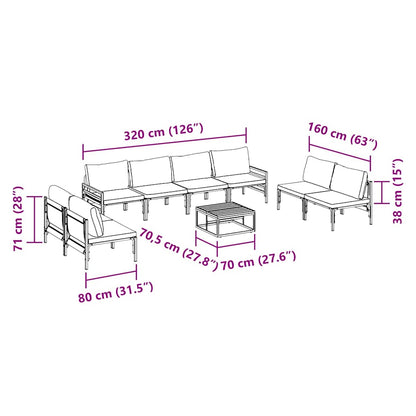 Garden Sofa Set with Cushion 9 pcs Black Steel
