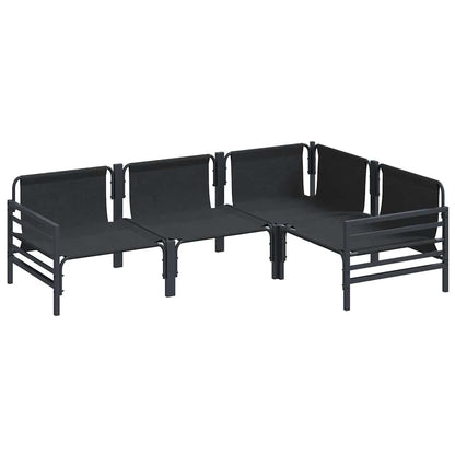 Garden Sofa Set with Cushion 4 pcs Black Steel