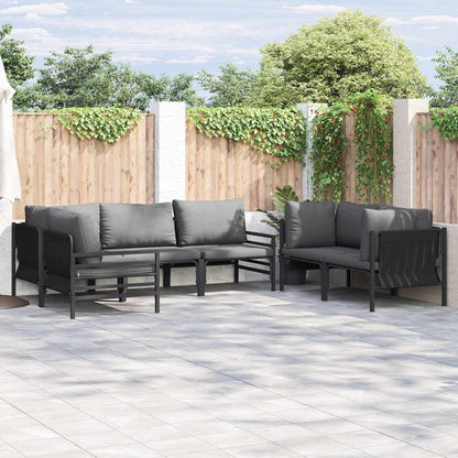 Garden Sofa Set with Cushion 6 pcs Anthracite Steel