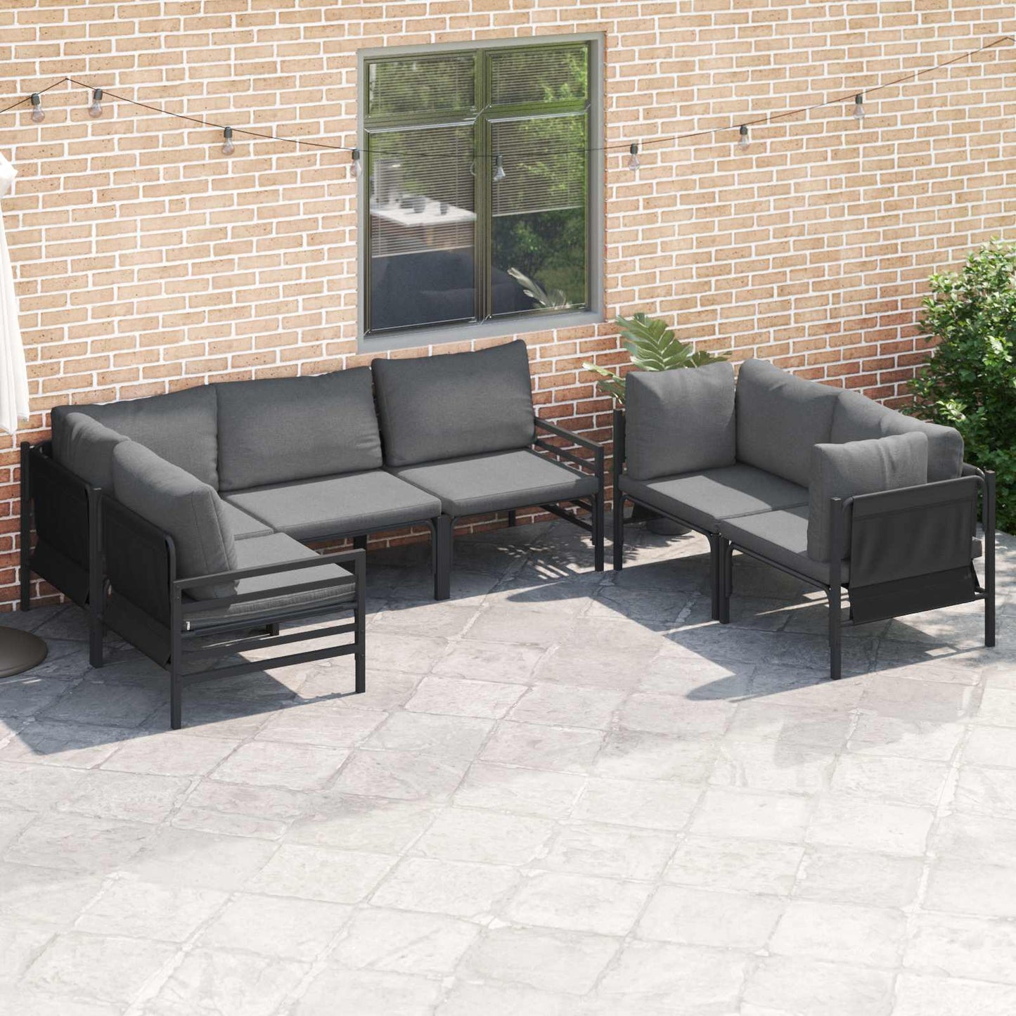 Garden Sofa Set with Cushion 6 pcs Anthracite Steel