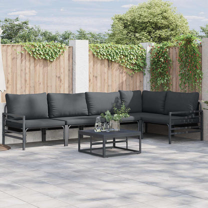 Garden Sofa Set with Cushion 5 pcs Black Steel