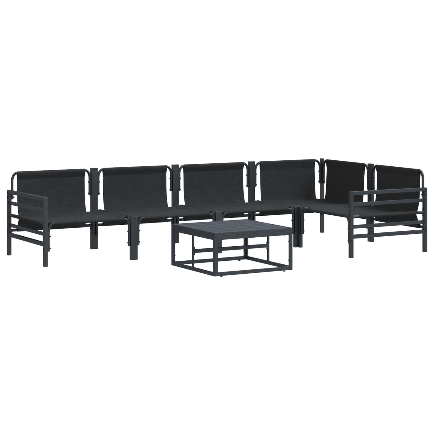 Garden Sofa Set with Cushion 6 pcs Black Steel