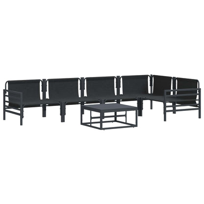 Garden Sofa Set with Cushion 6 pcs Black Steel