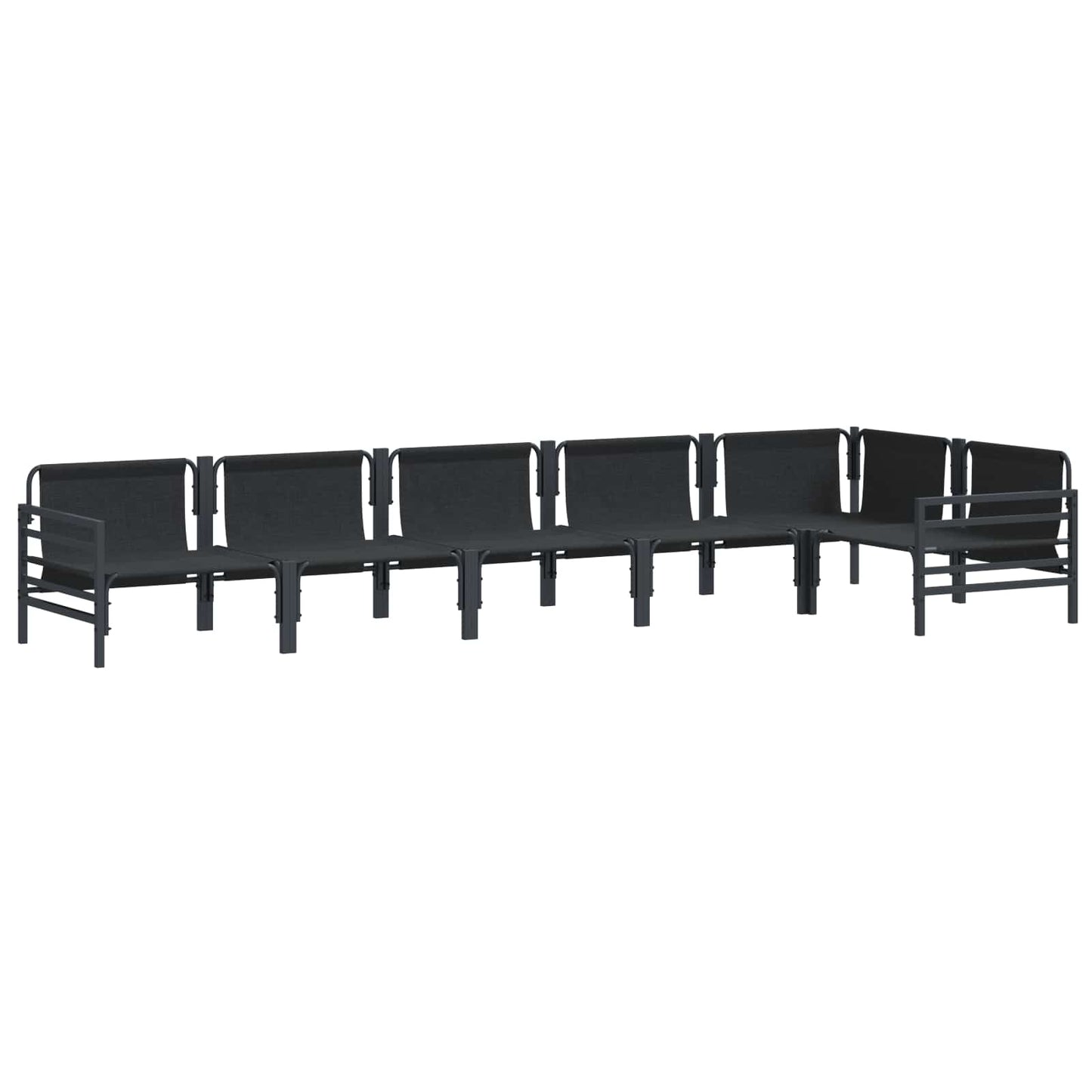 Garden Sofa Set with Cushion 6 pcs Black Steel