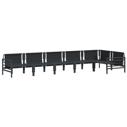 Garden Sofa Set with Cushion 6 pcs Black Steel