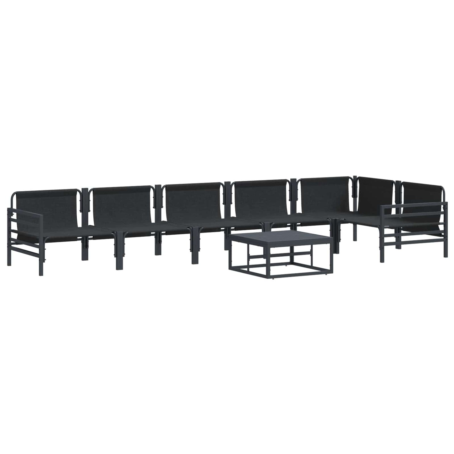 Garden Sofa Set with Cushion 7 pcs Black Steel