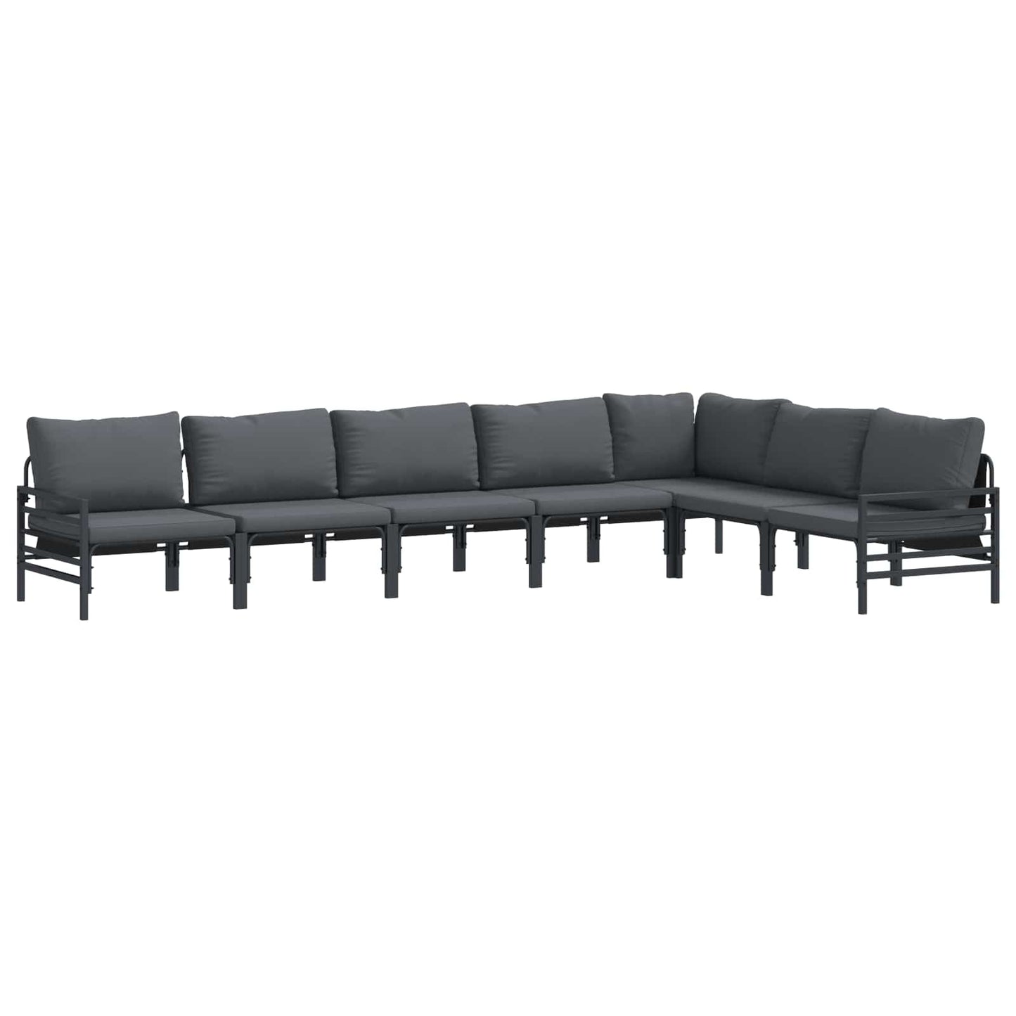 Garden Sofa Set with Cushion 7 pcs Black Steel