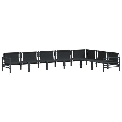Garden Sofa Set with Cushion 7 pcs Black Steel