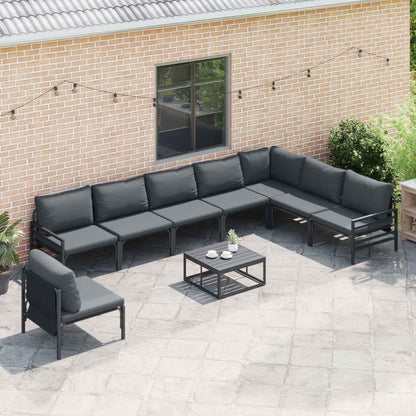 Garden Sofa Set with Cushion 8 pcs Black Steel