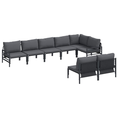 Garden Sofa Set with Cushion 8 pcs Black Steel