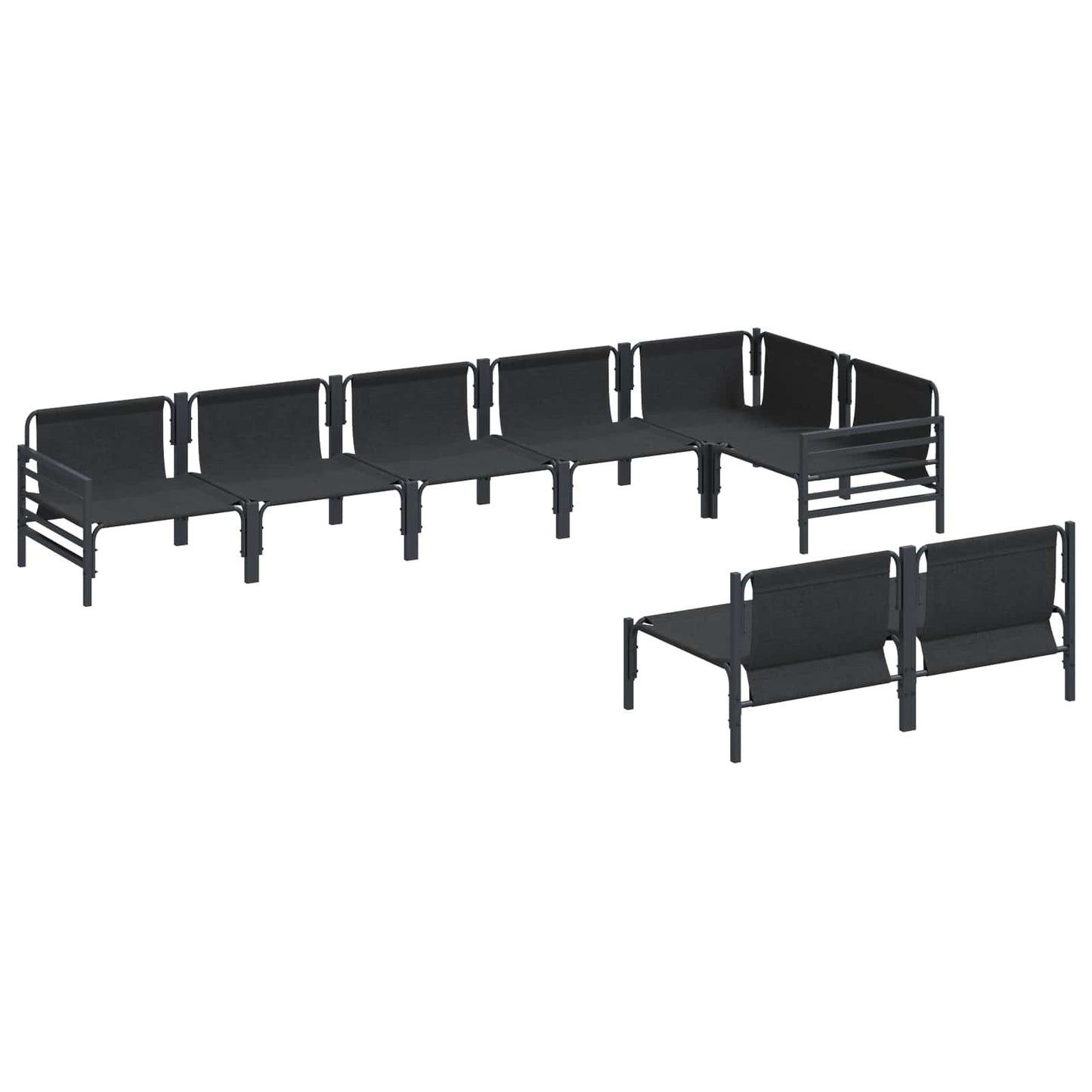 Garden Sofa Set with Cushion 8 pcs Black Steel