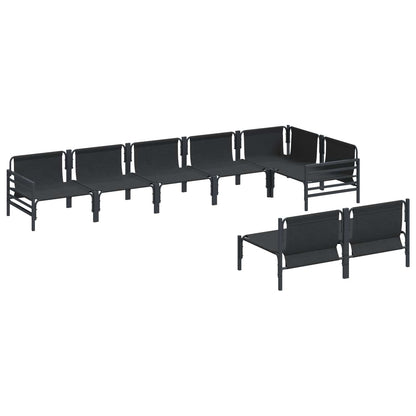 Garden Sofa Set with Cushion 8 pcs Black Steel