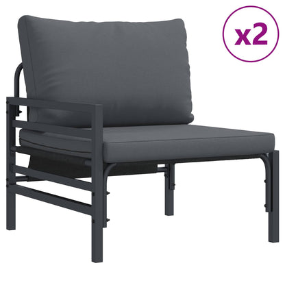 Garden Sofa Set with Cushion 8 pcs Black Steel