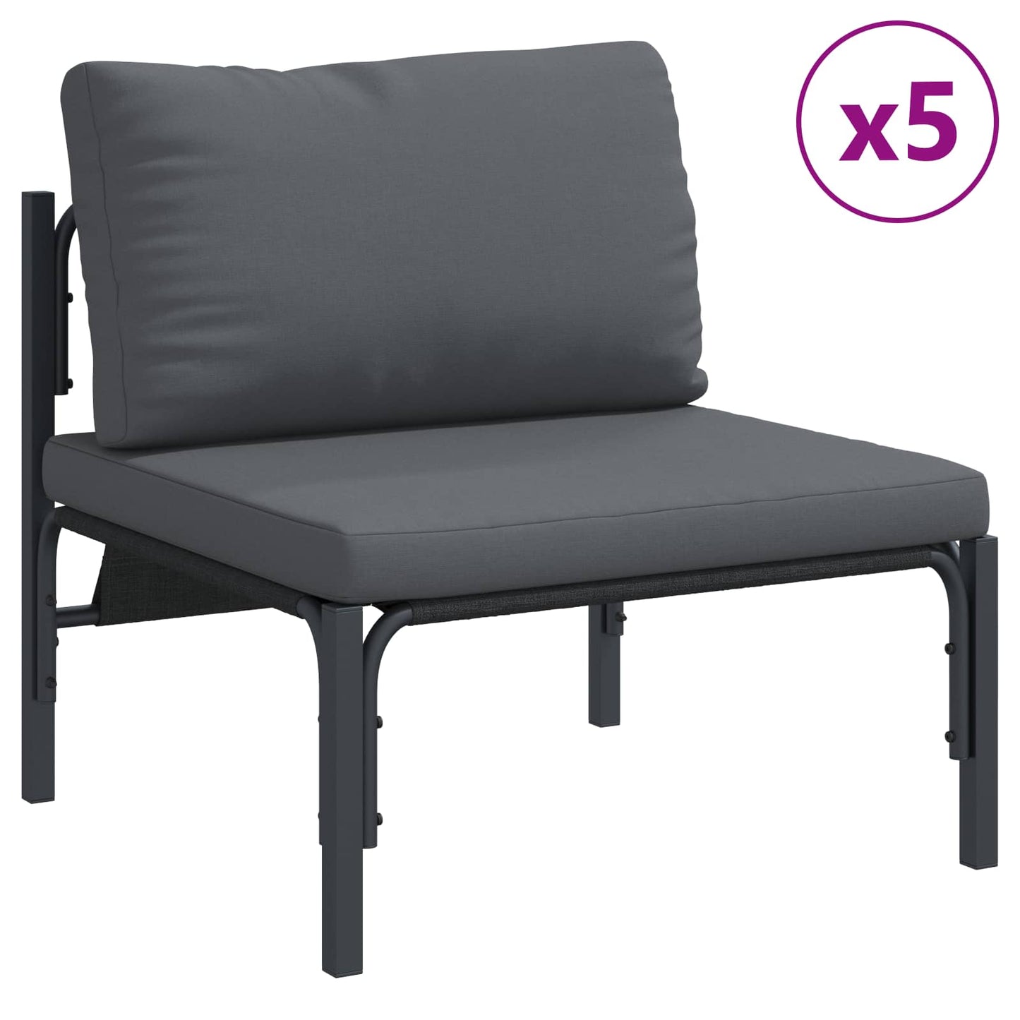 Garden Sofa Set with Cushion 8 pcs Black Steel
