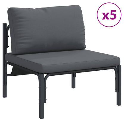 Garden Sofa Set with Cushion 8 pcs Black Steel