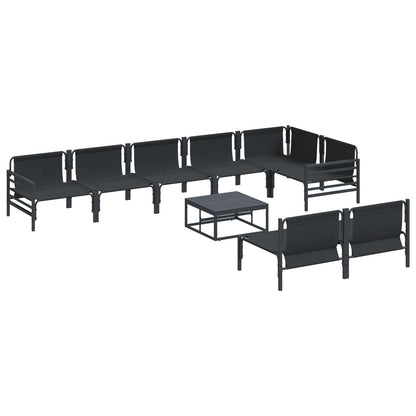 Garden Sofa Set with Cushion 9 pcs Black Steel