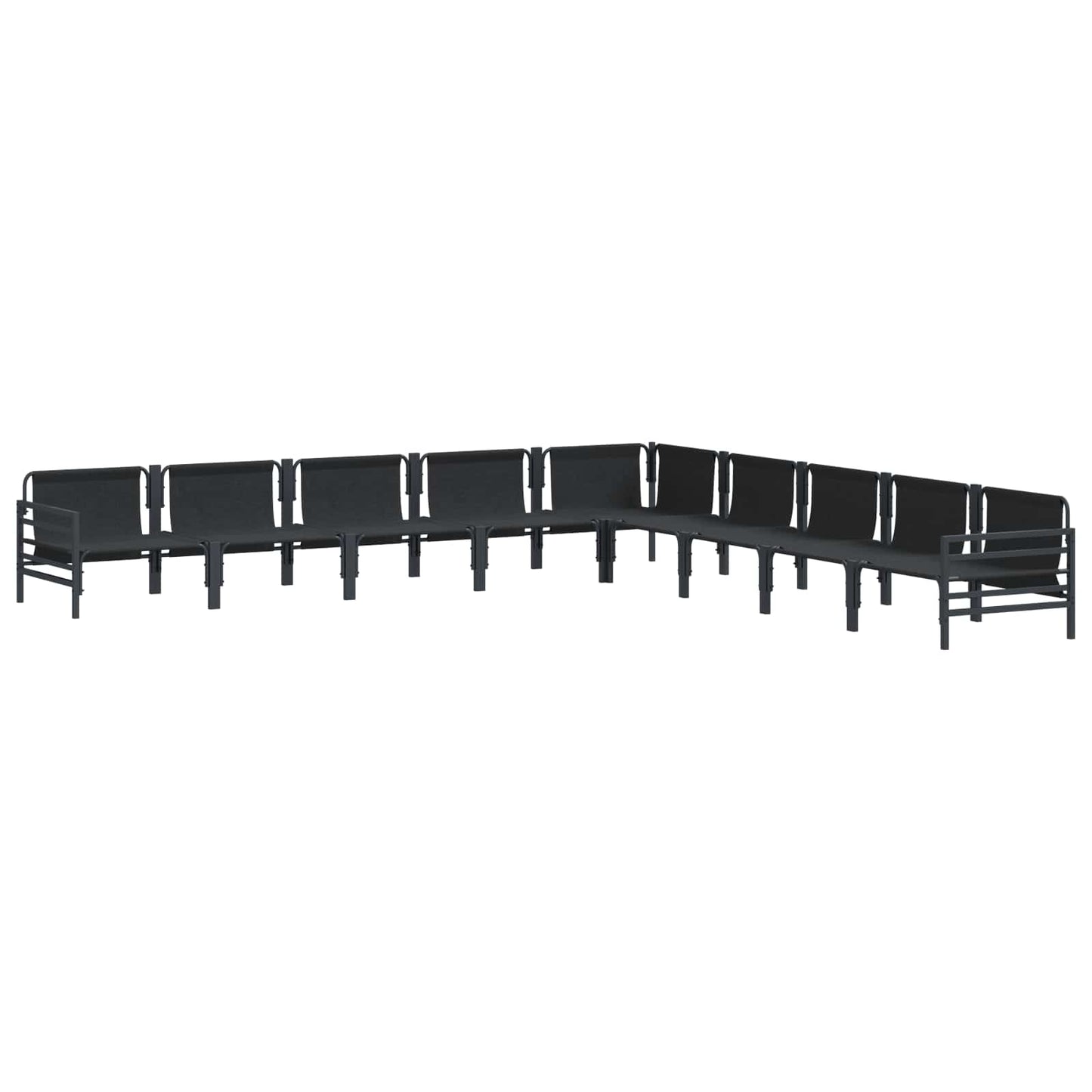 Garden Sofa Set with Cushion 9 pcs Black Steel