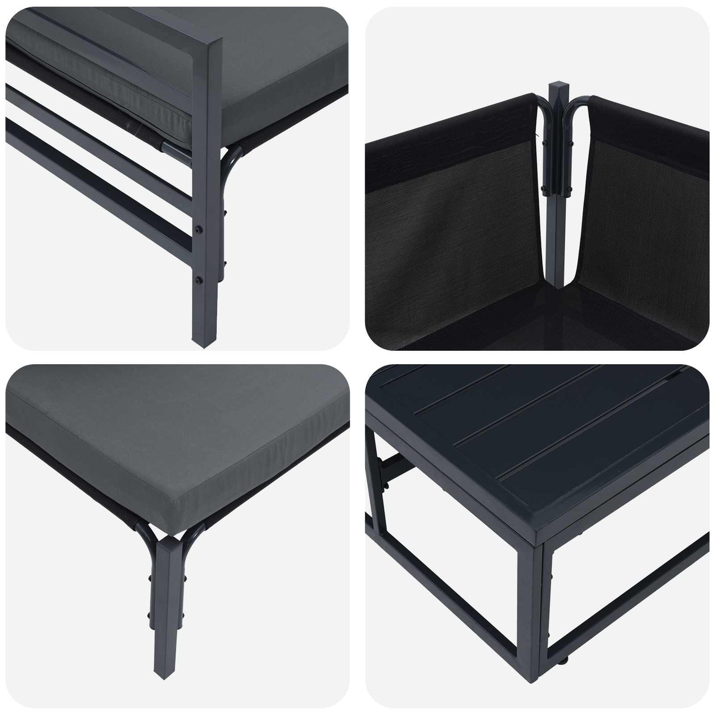 Garden Sofa Set with Cushion 10 pcs Black Steel