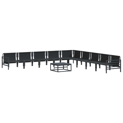 Garden Sofa Set with Cushion 10 pcs Black Steel