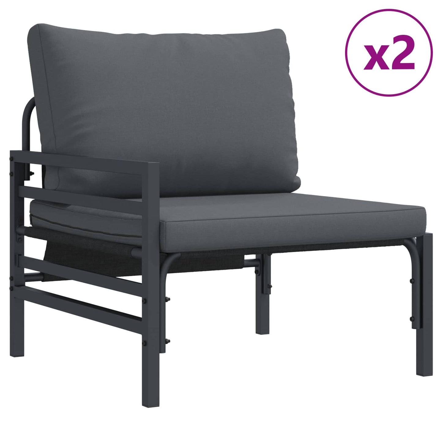 Garden Sofa Set with Cushion 10 pcs Black Steel