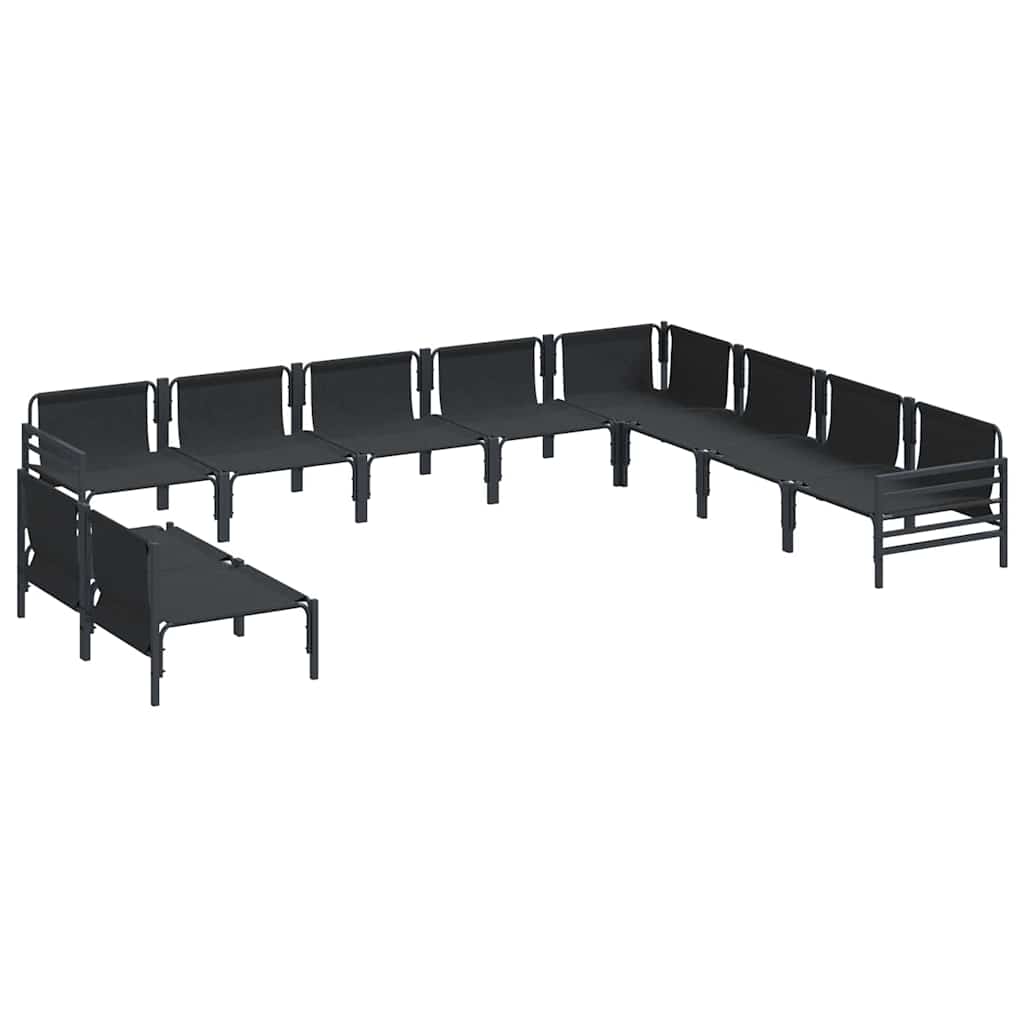 Garden Sofa Set with Cushion 10 pcs Black Steel
