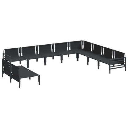 Garden Sofa Set with Cushion 10 pcs Black Steel