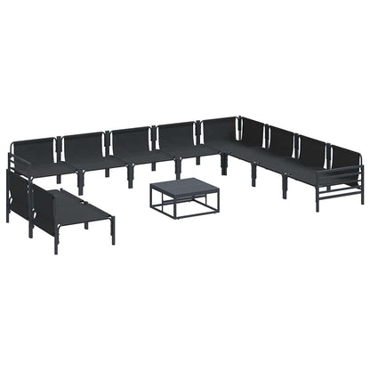 Garden Sofa Set with Cushion 11 pcs Black Steel