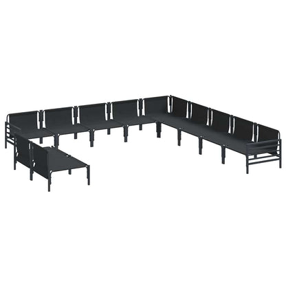 Garden Sofa Set with Cushion 11 pcs Black Steel