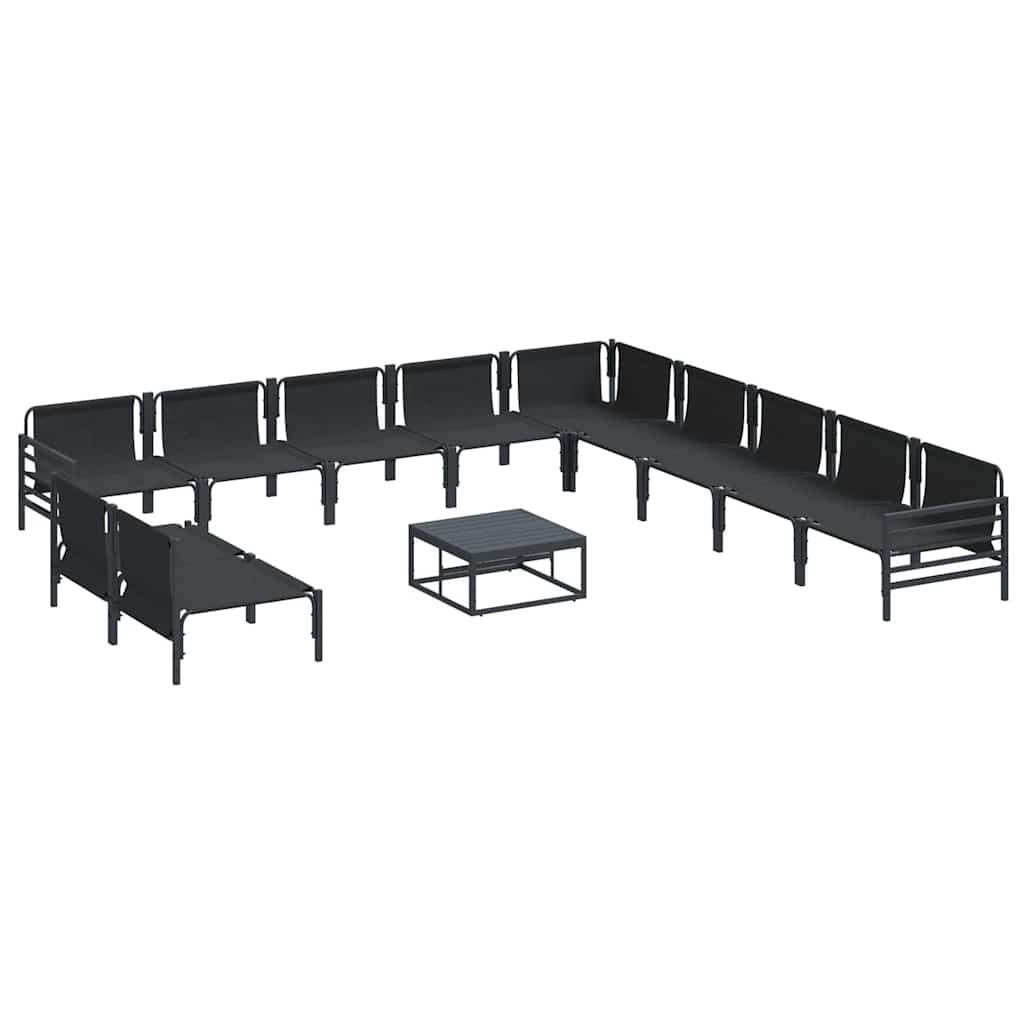 Garden Sofa Set with Cushion 12 pcs Black Steel