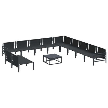 Garden Sofa Set with Cushion 12 pcs Black Steel