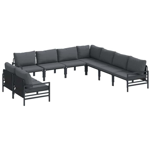 Garden Sofa Set 9 pcs Black Steel