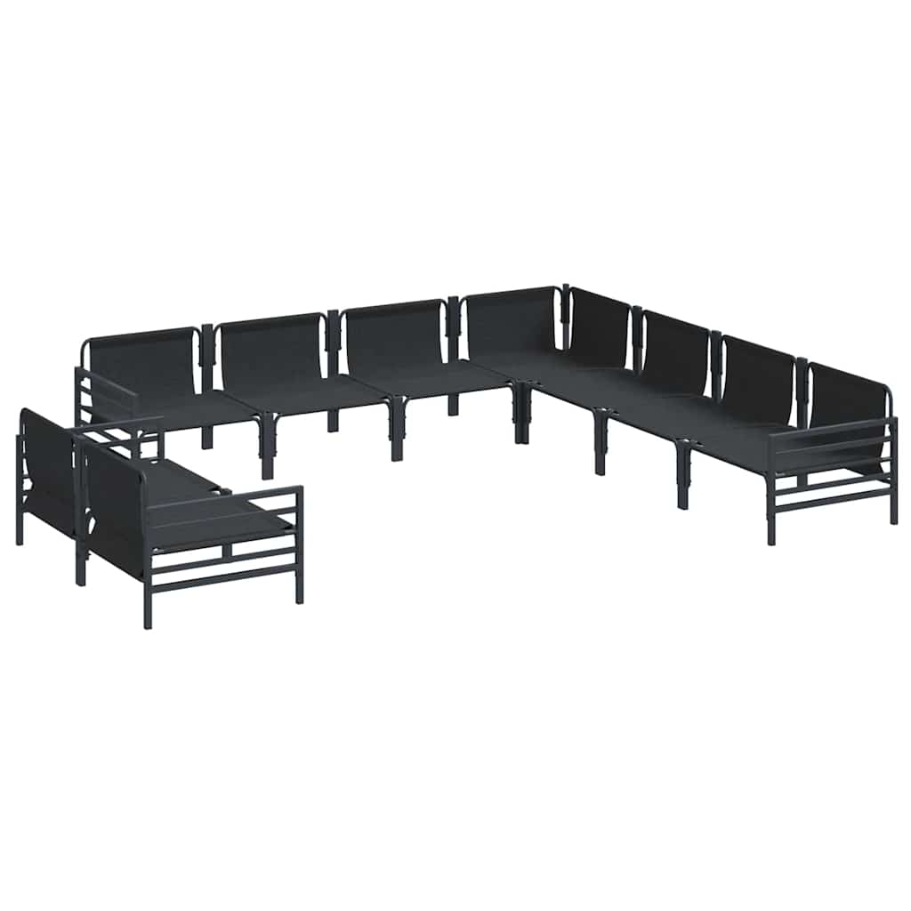 Garden Sofa Set 9 pcs Black Steel