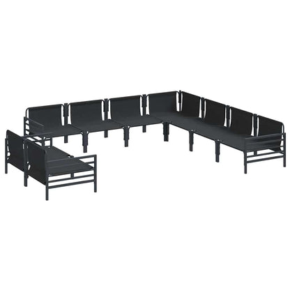 Garden Sofa Set 9 pcs Black Steel