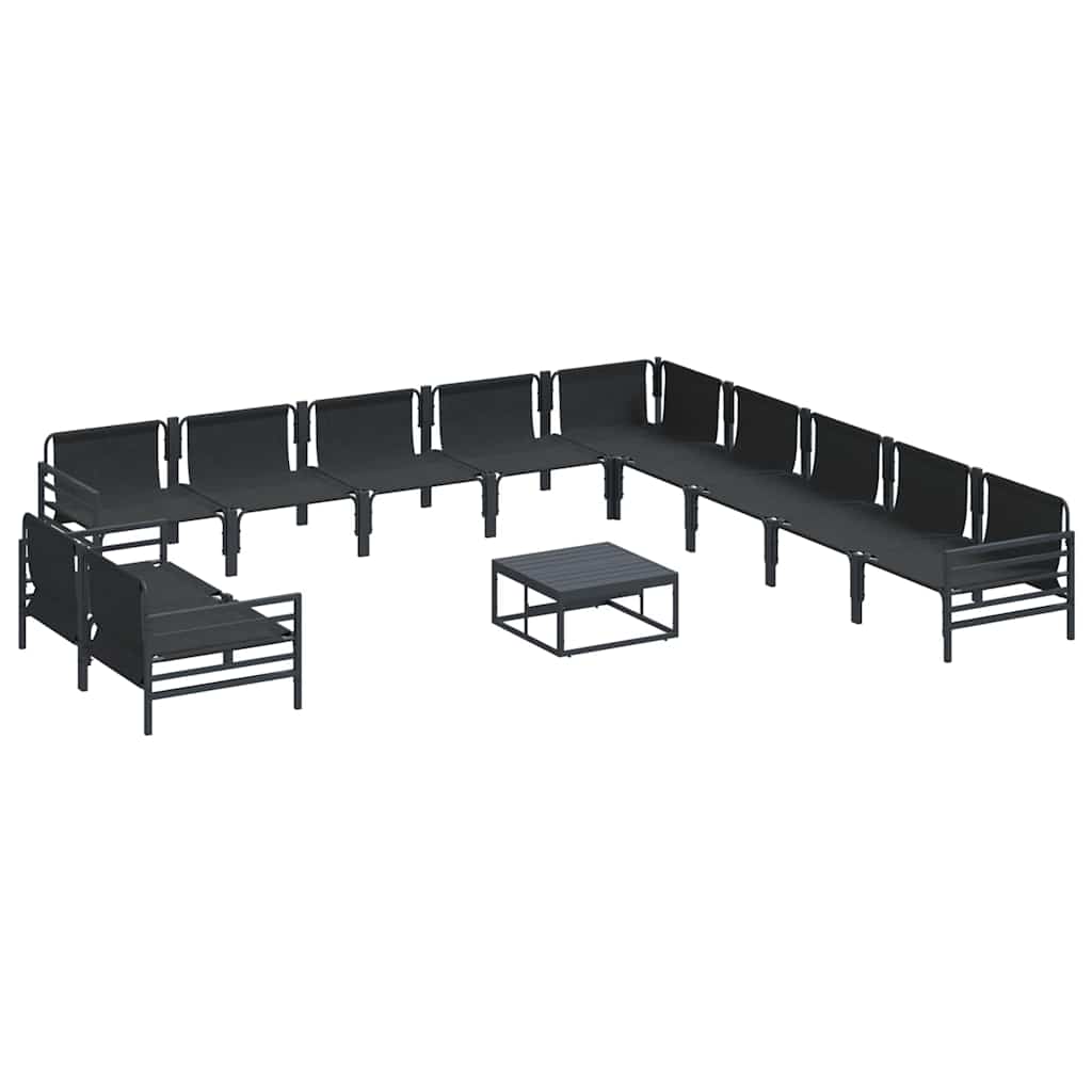 Garden Sofa Set with Cushion 12 pcs Black Steel