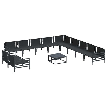 Garden Sofa Set with Cushion 12 pcs Black Steel
