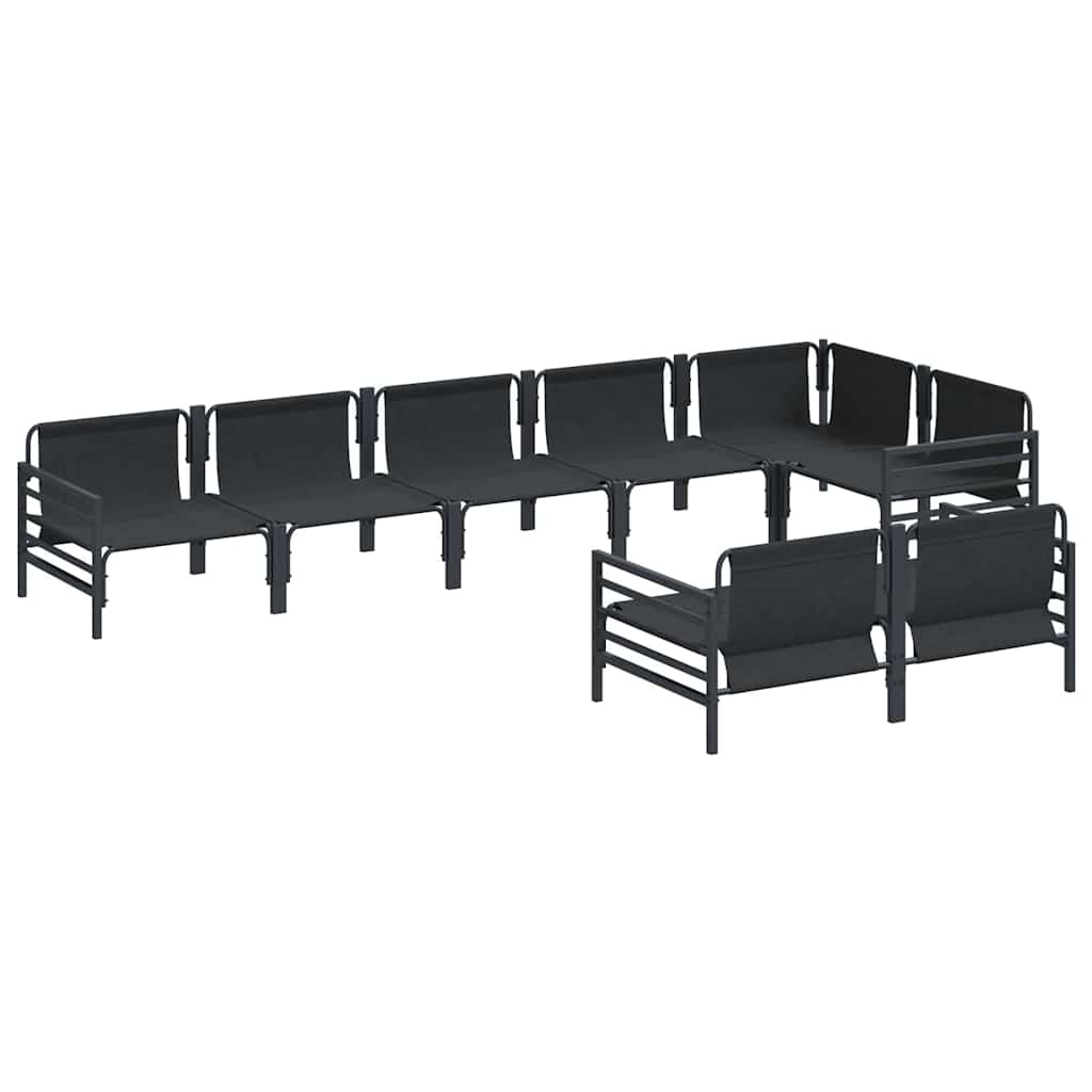 Garden Sofa Set with Cushion 8 pcs Black Steel
