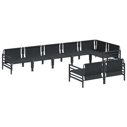 Garden Sofa Set with Cushion 8 pcs Black Steel