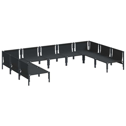 Garden Sofa Set with Cushion 9 pcs Black Steel