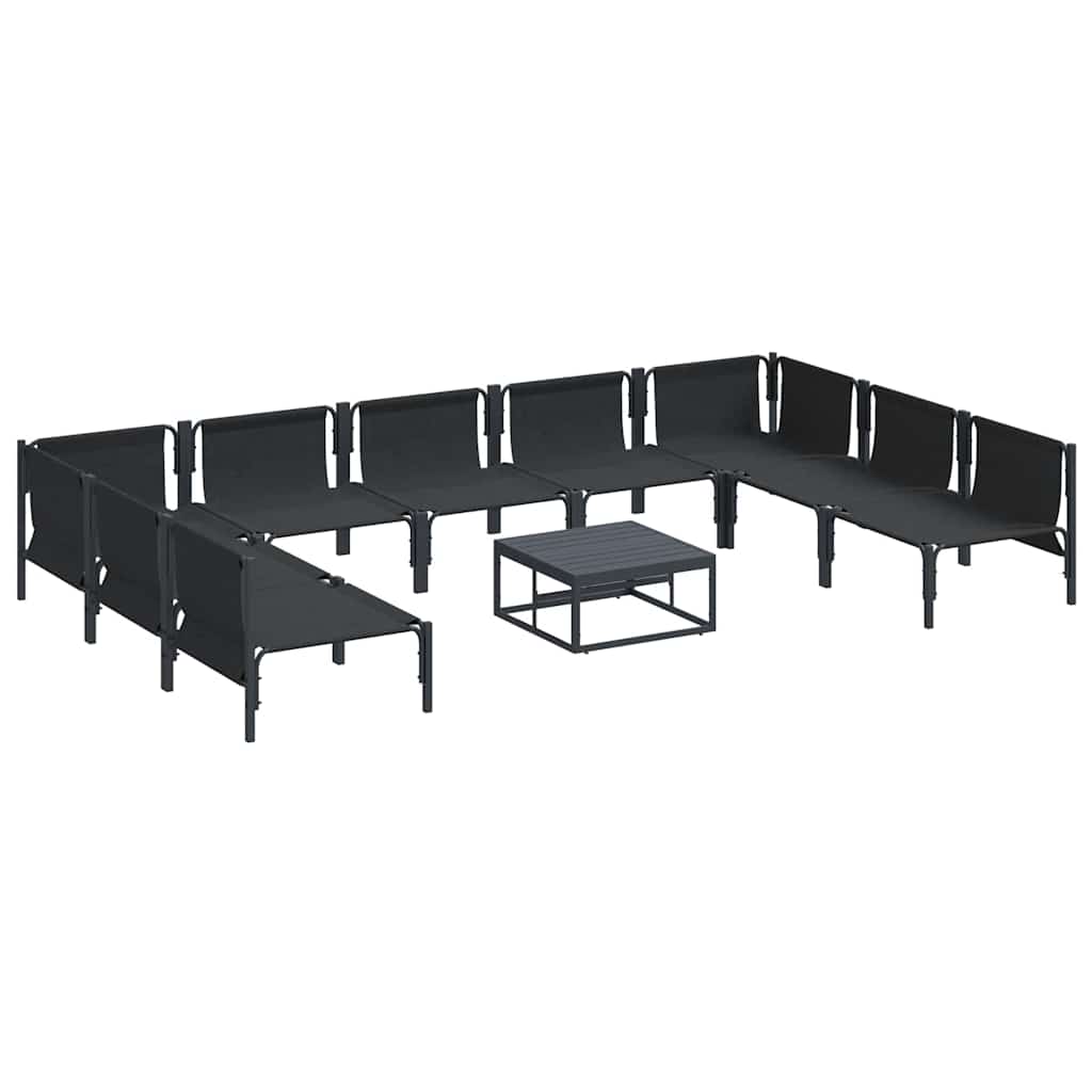 Garden Sofa Set with Cushion 10 pcs Black Steel