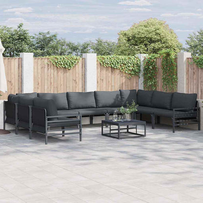 Garden Sofa Set with Cushion 9 pcs Black Steel
