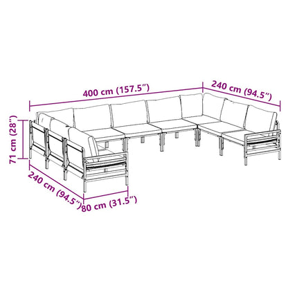 Garden Sofa Set with Cushion 9 pcs Black Steel