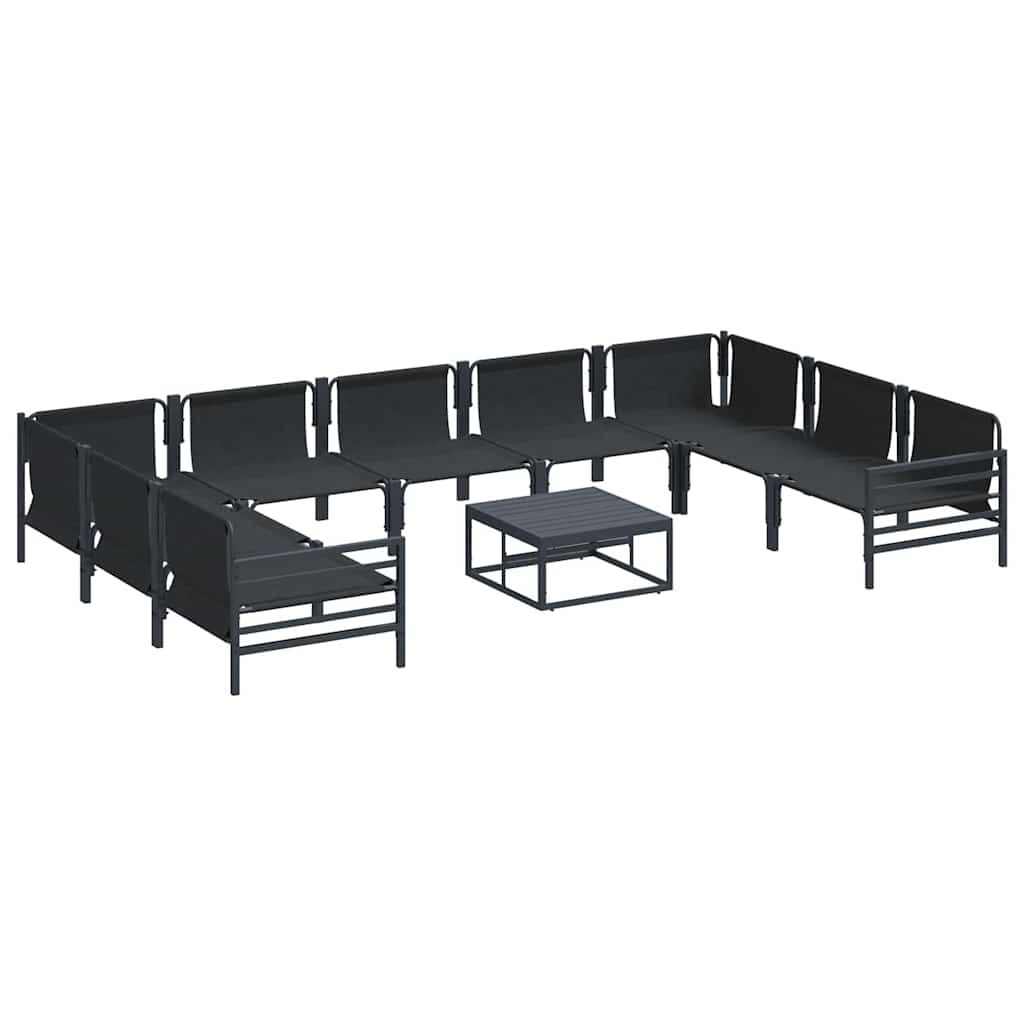 Garden Sofa Set with Cushion 10 pcs Black Steel