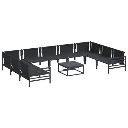 Garden Sofa Set with Cushion 10 pcs Black Steel
