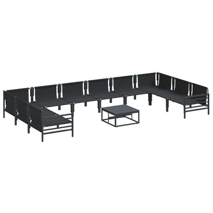 Garden Sofa Set with Cushion 11 pcs Black Steel
